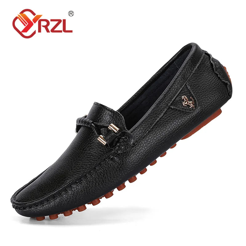 YRZL Men's Handmade Leather Loafers – Casual Slip-On Driving Flats, Luxury Moccasins for Men, Comfortable Shoes Plus Size 37-48 - Premium sandals from Lizard Vigilante - Just $40.99! Shop now at Lizard Vigilante