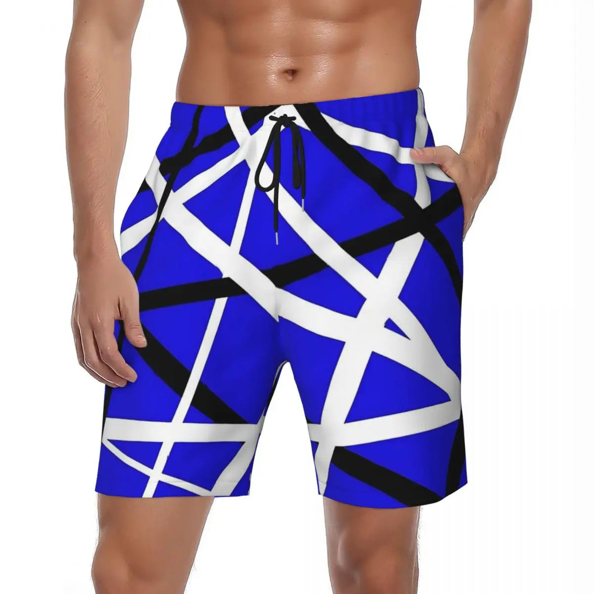 Van Halen Summer Stripes Gym & Swim Shorts – Fast-Dry Digital Print Board Shorts for Men’s Beach Adventures - Premium shorts from Lizard Vigilante - Just $38.88! Shop now at Lizard Vigilante