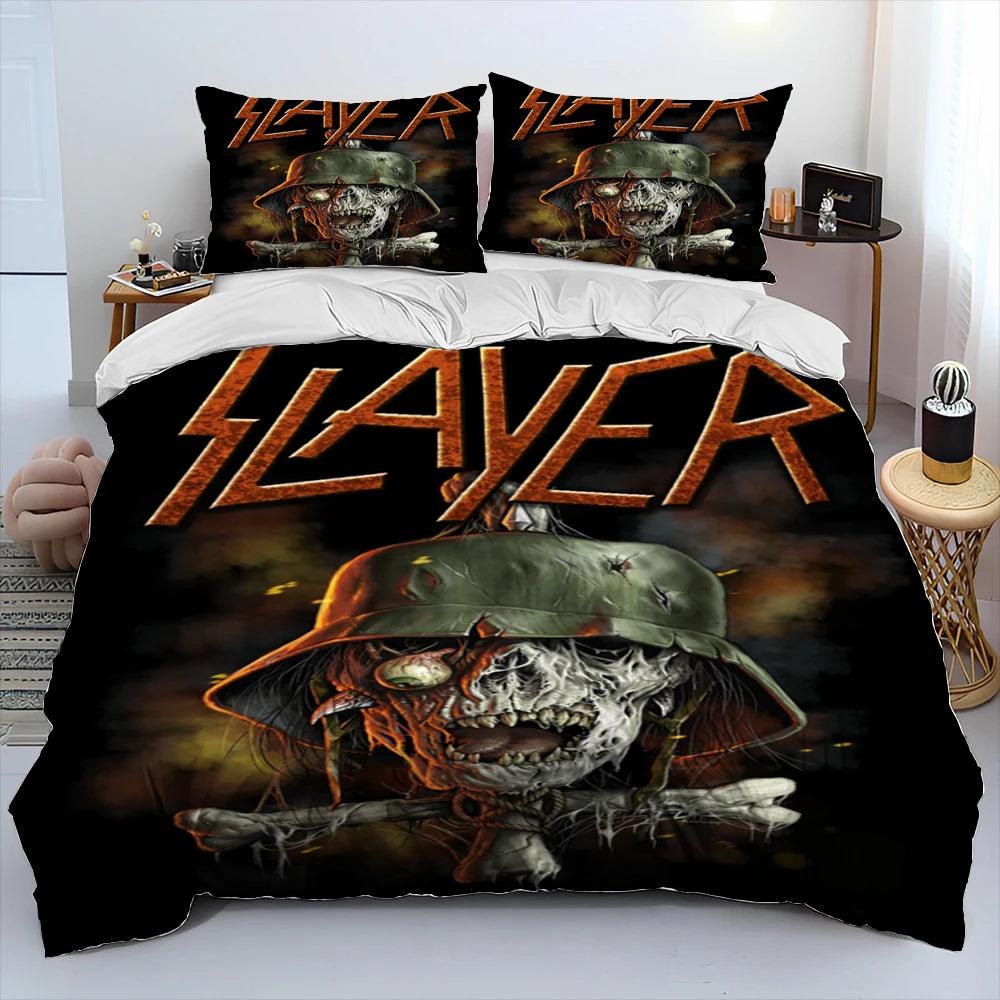 Slayer Show No Mercy Heavy Metal Band Music Comforter Bedding Set, Duvet Cover Bed Quilt Cover Pillowcase,king Queen Size Bedding Set Kids - Lizard Vigilante