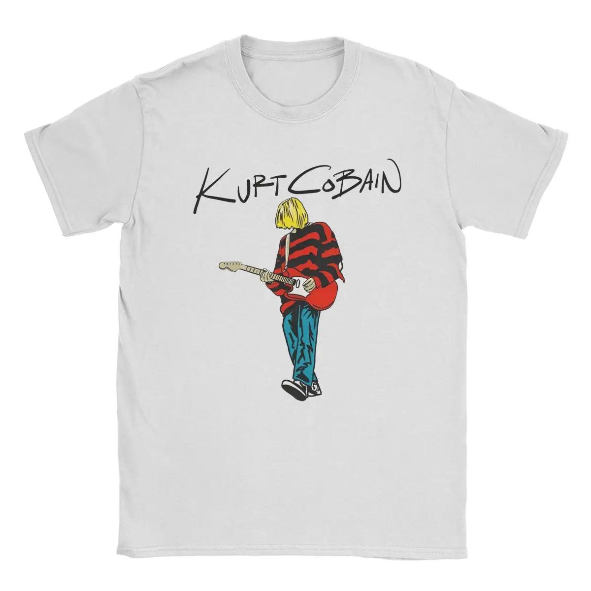 Men's Kurt Cobain Guitar T Shirts Rock-Nirvana 100% Cotton Tops Awesome Short Sleeve Round Collar Tees Original T-Shirt - Premium tee from Lizard Vigilante - Just $23.99! Shop now at Lizard Vigilante