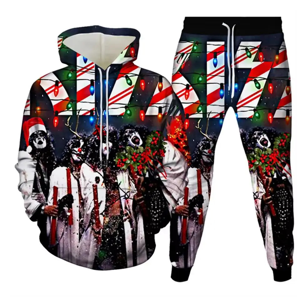 KISS Rock Band 3D Printed Hoodie & Jogger Pants Set – Iconic Fashion Tracksuit for Men and Kids – Bold Casual Streetwear for All Seasons - Premium hoodie from Lizard Vigilante - Just $63.88! Shop now at Lizard Vigilante