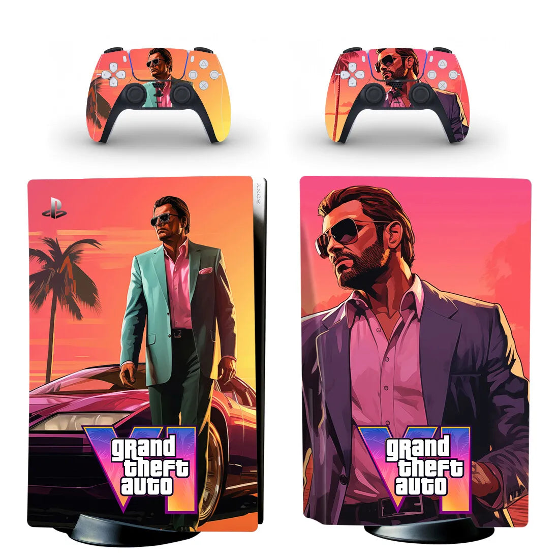 Grand Theft Auto VI GTA 6 PS5 Disc Skin Sticker Protector – Decal Cover for Console and Controller - Premium skin from Lizard Vigilante - Just $26.88! Shop now at Lizard Vigilante