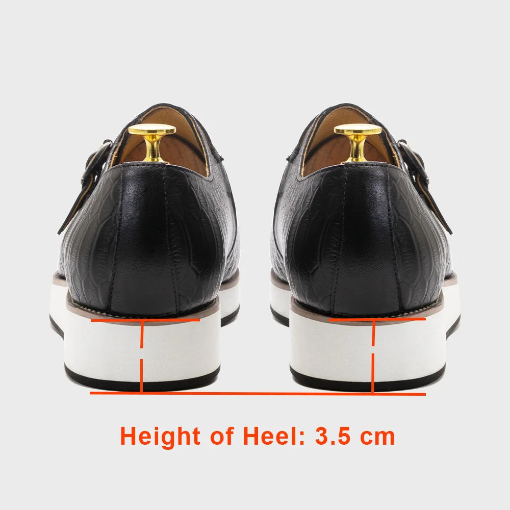 Men's Casual Shoes Genuine Leather Crocodile Pattern Buckle Monk Strap Sneakers – Classic Leather Fashion - Premium shoes from Lizard Vigilante - Just $163.99! Shop now at Lizard Vigilante