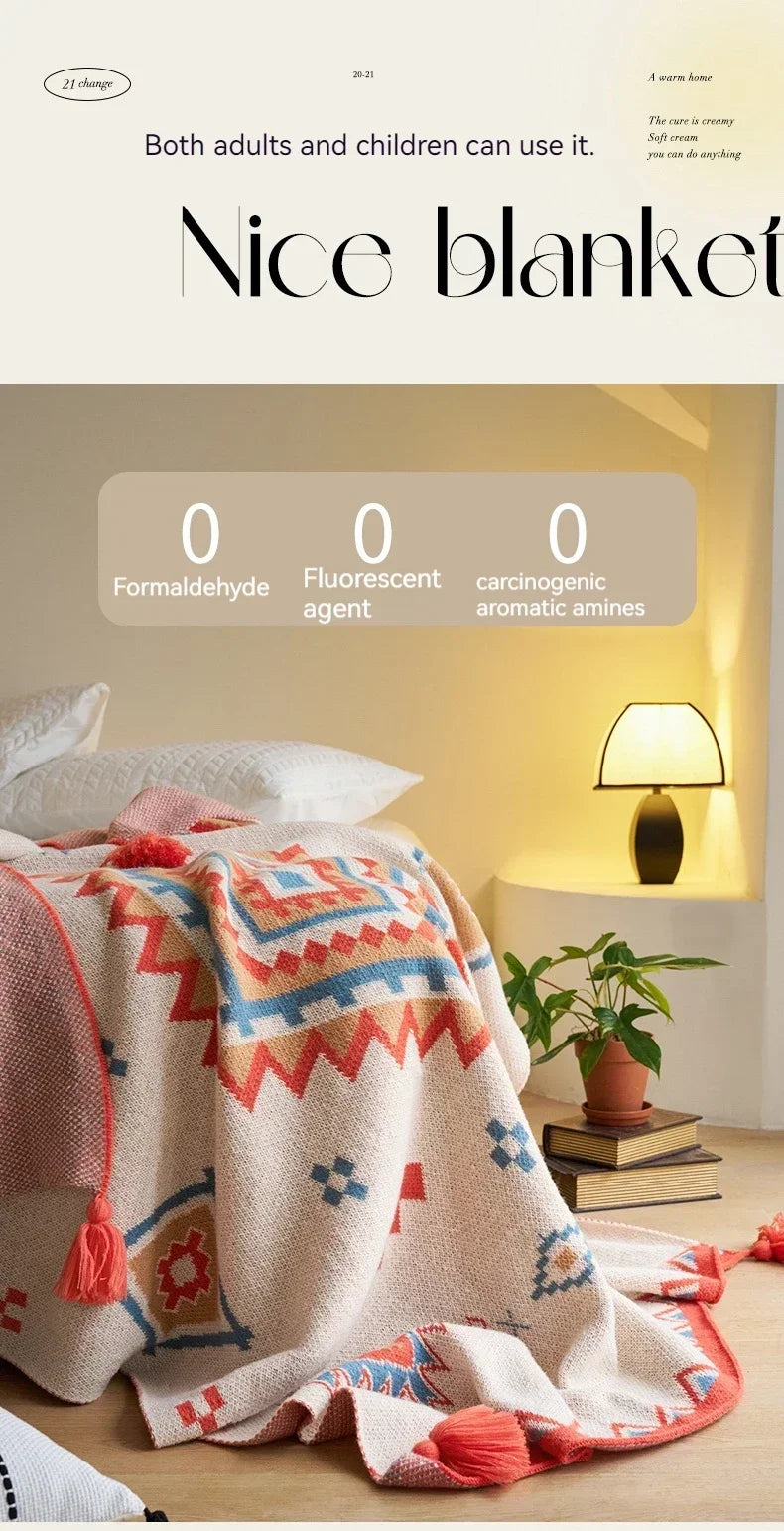 Bohemian Blanket Soft Sofa Cover Summer Blanket Office Nap Blankets Air Conditioning Blankets Knit Blanket For Travel