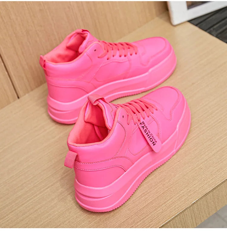 Women High Top Sneakers Walking Shoes Casual Sneakers Women Luxury Autumn Winter Sport Platform Shoes Rose Red Skate Shoes - Premium  from Lizard Vigilante - Just $49.99! Shop now at Lizard Vigilante