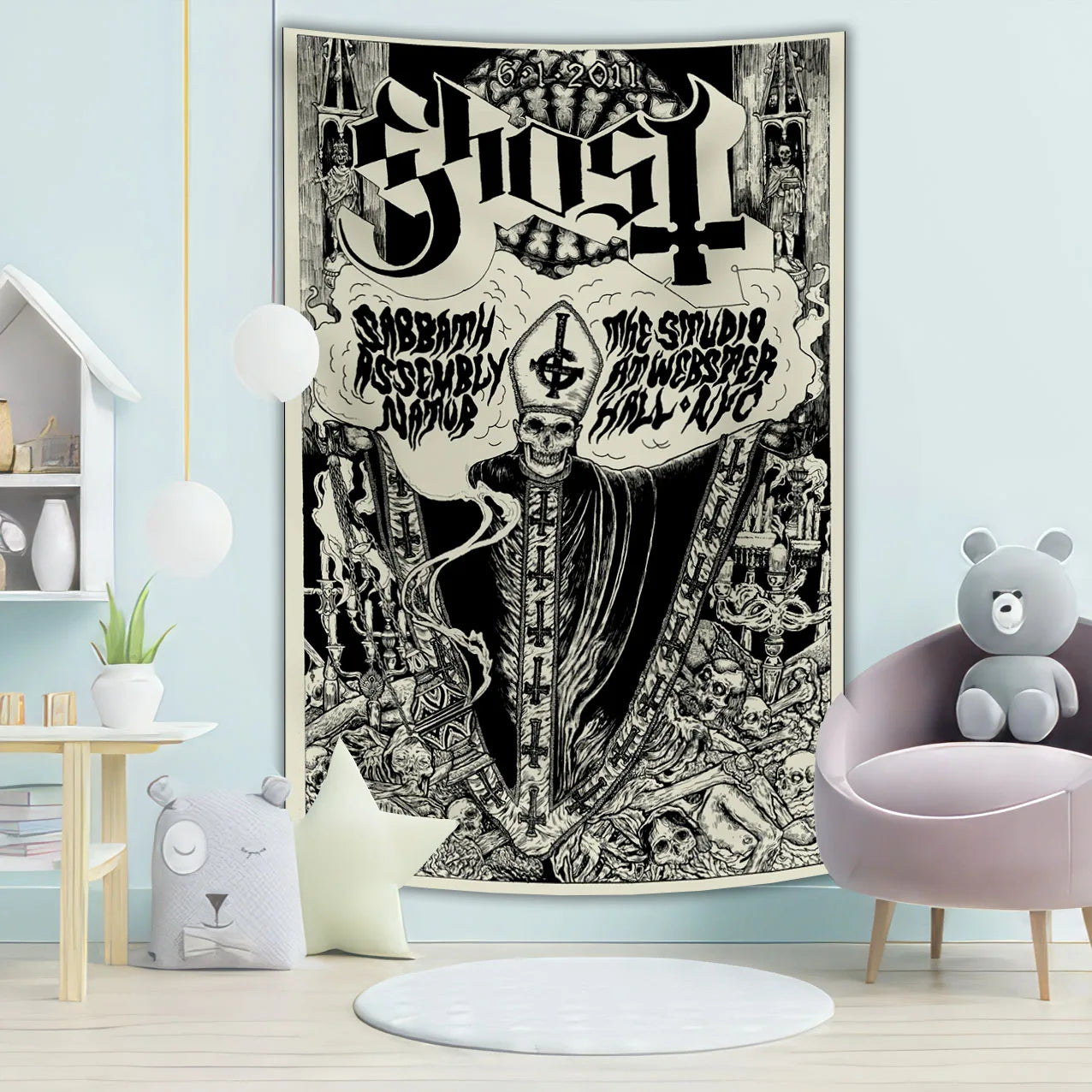 Ghost Tapestry - Underground Metal Pop Singer Rock Banner Flags, 100% Polyester Wall Hanging - Premium tapestry from Lizard Vigilante - Just $11.99! Shop now at Lizard Vigilante