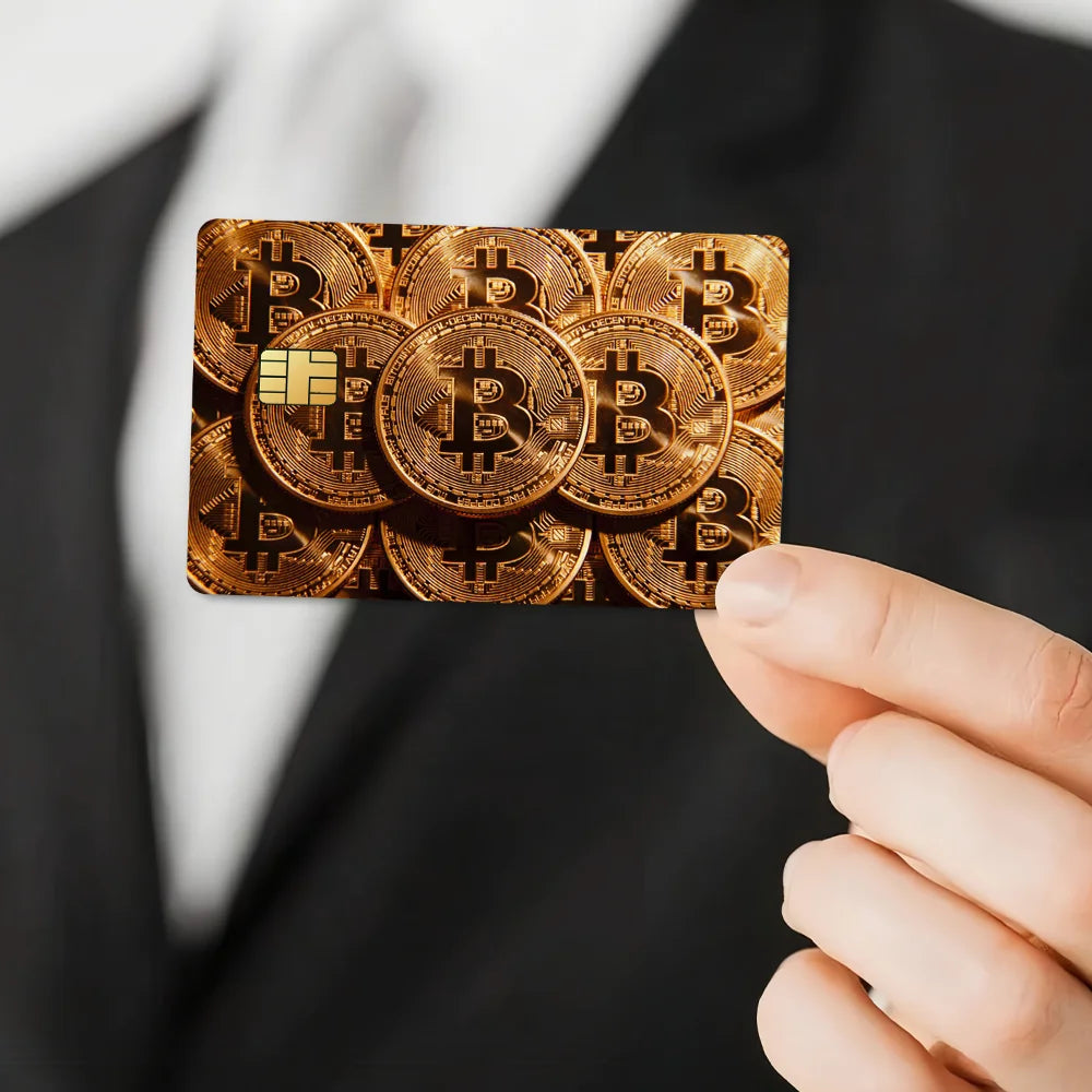 Crypto Currency Bitcoin Credit Card Stickers Waterproof Scratch Resistant 4PCS Set