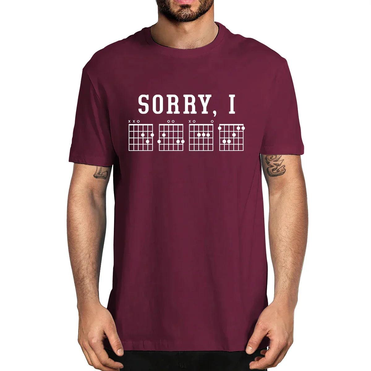 Sorry I-DGAF Hidden Message Guitar Chords Vintage Summer Men's Novelty T-Shirt Women Casual Streetwear Tee 100% Cotton Funny - Lizard Vigilante