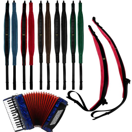 Backstage Bass Harness – Velvet-Lined Adjustable Accordion Straps for 16-120 Bass Keys