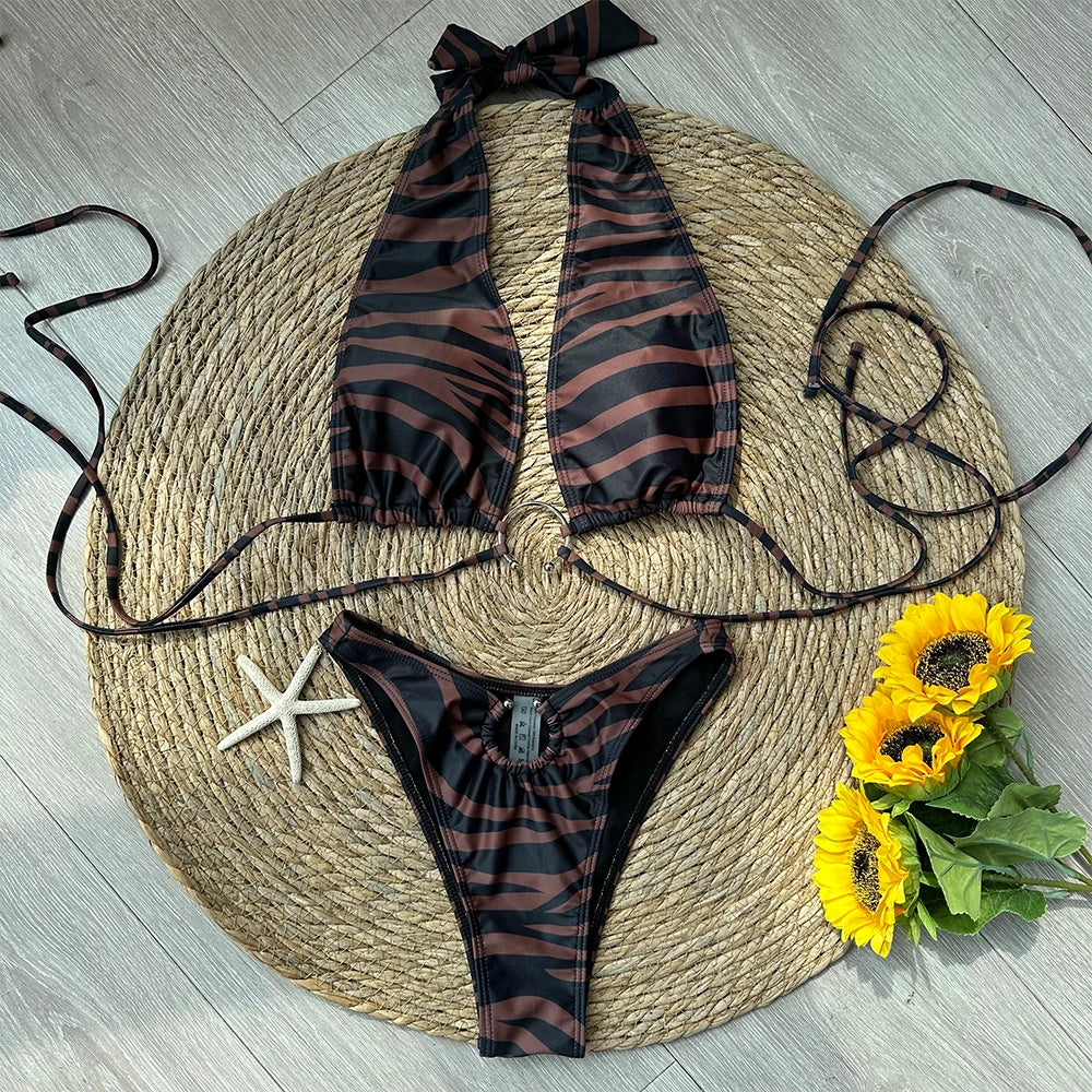 Halter Bikini 2024 Sexy Women Swimsuit Female Swimwear Micro Bikini Set Swimming Suit Beachwear Patchwork Brazilian Biquini - Premium  from Lizard Vigilante - Just $52.99! Shop now at Lizard Vigilante