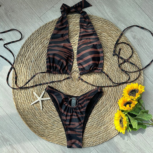 Halter Bikini 2024 Sexy Women Swimsuit Female Swimwear Micro Bikini Set Swimming Suit Beachwear Patchwork Brazilian Biquini - Premium  from Lizard Vigilante - Just $52.99! Shop now at Lizard Vigilante