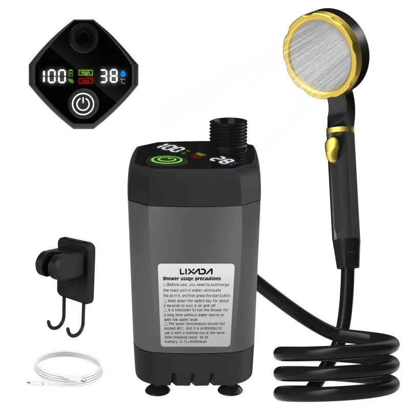 Portable Camping Shower Pump Kit - RV Outdoor Shower with Digital Display - Premium camping shower from Lizard Vigilante - Just $52.88! Shop now at Lizard Vigilante