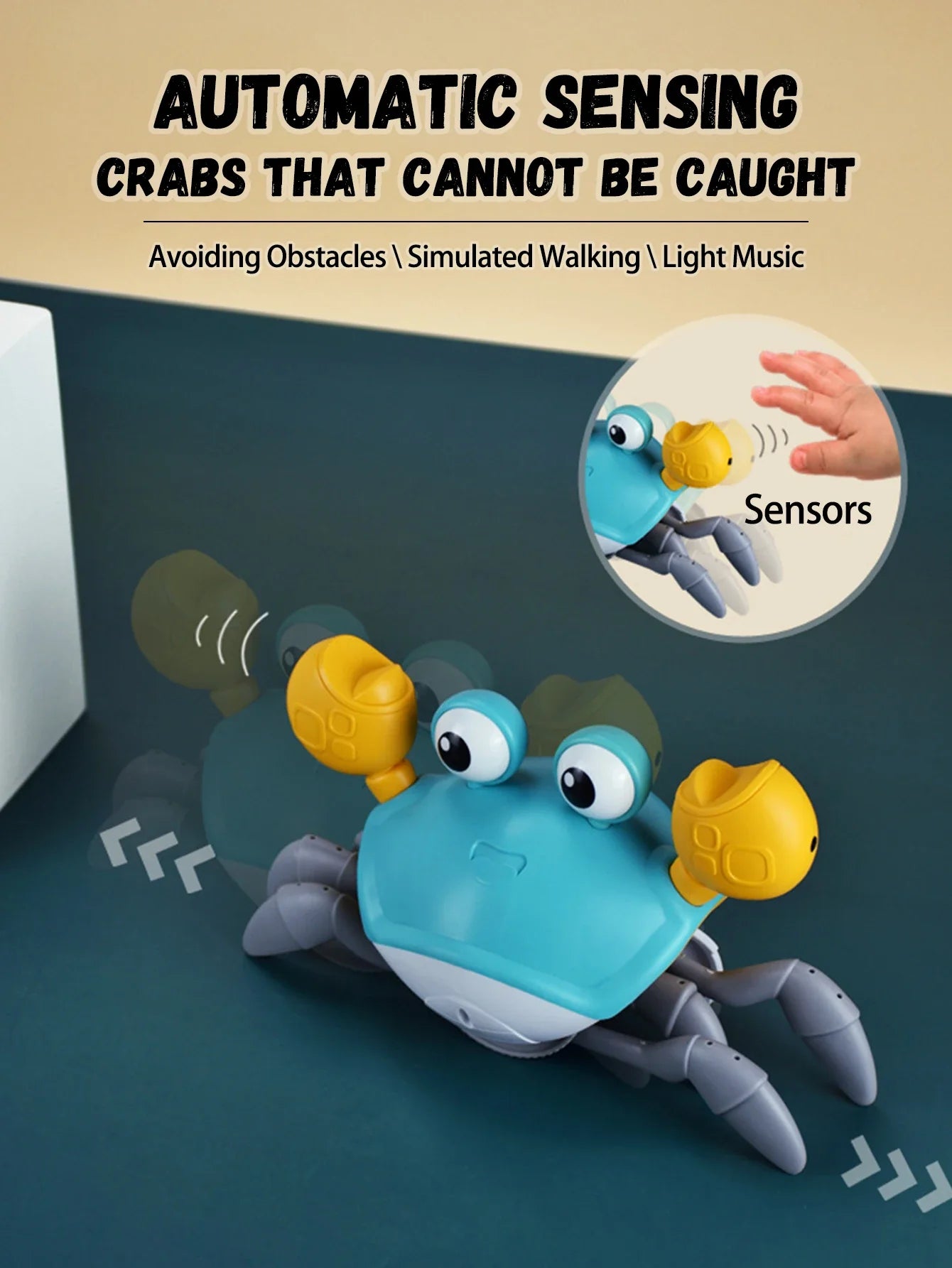 Auto-Sensing Escape Crab Toy – Crawling Baby Obstacle Avoiding Pet