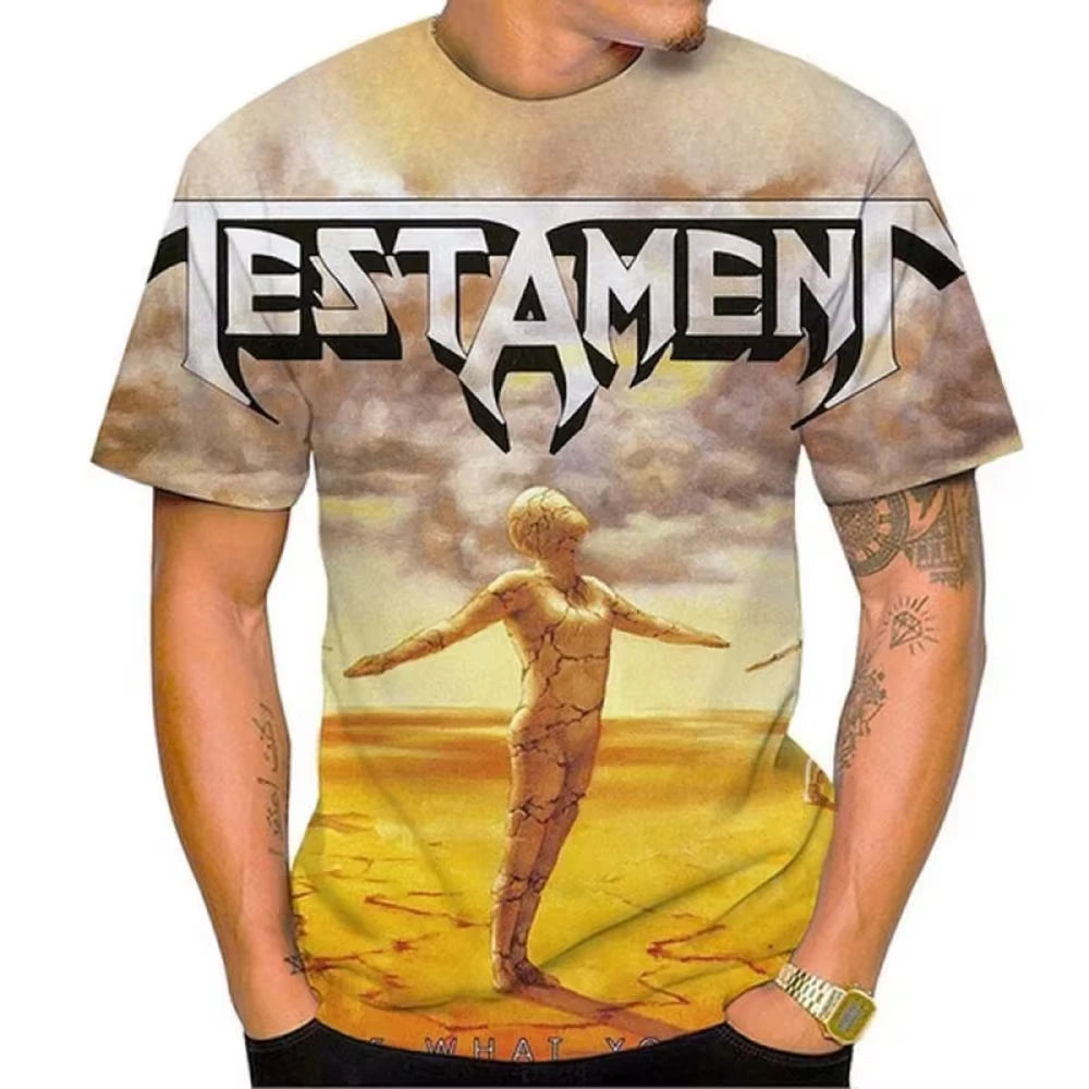 Testament T Shirt 3d Printed Men's Heavy Metal Band Fashion Oversized Streetwear Casual Harajuku Short Sleeve Unisex Clothing - Premium T-Shirt from Lizard Vigilante - Just $23.99! Shop now at Lizard Vigilante