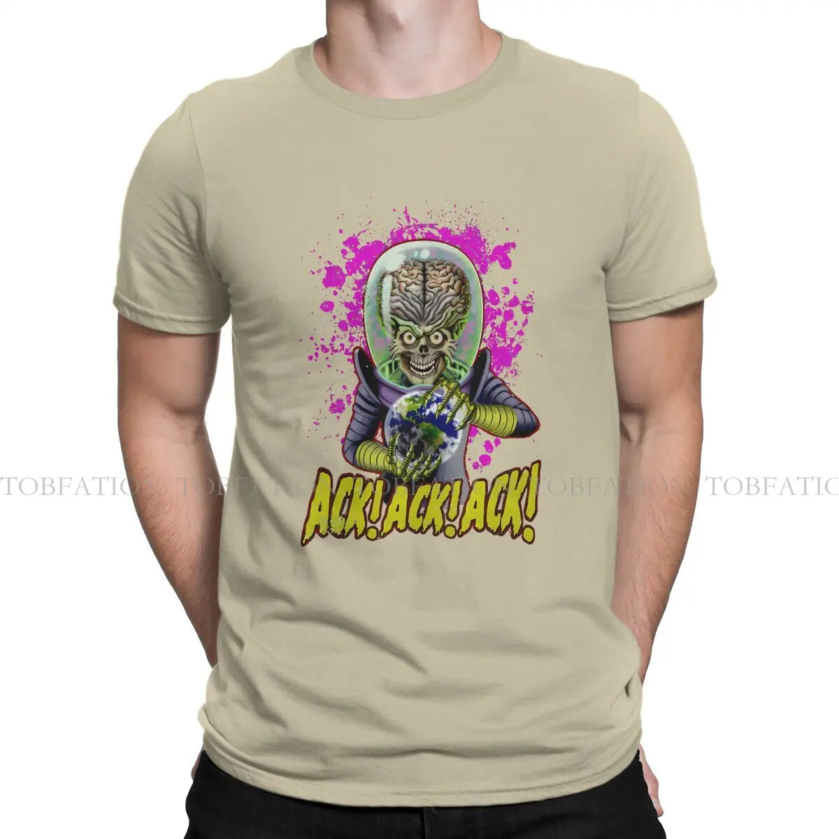 Ack Round Collar TShirt Mars Attacks Alien Sci-Fi Movies Fabric Original T Shirt Man's Clothes Individuality Fluffy - Premium  from Lizard Vigilante - Just $20.99! Shop now at Lizard Vigilante