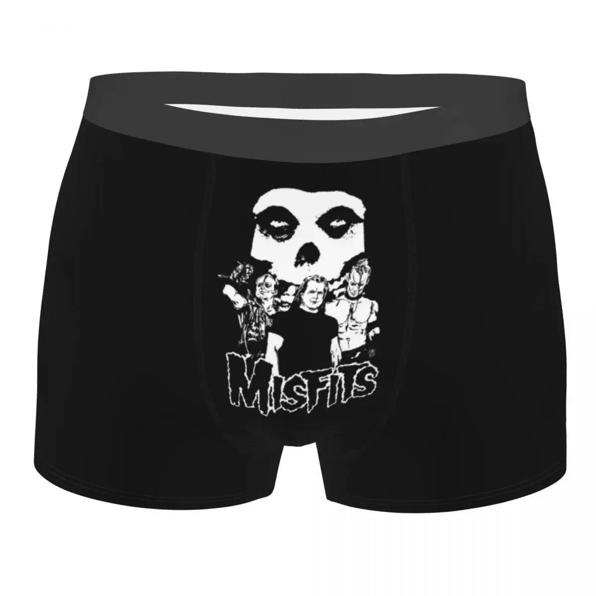 Misfits Skull Underwear Men Stretch Heavy Metal Music Boxer Briefs Shorts Panties Soft Sexy Underpants For Male - Lizard Vigilante