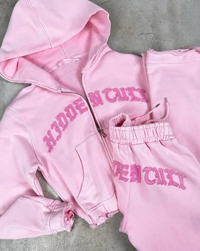 Y2K Punk Harajuku Letter Spliced Hoodie Sweatshirt and Jogger Set – Sexy & Cute Aesthetic Outwear for Women - Premium Long-sleeve hoodie from Lizard Vigilante - Just $29.99! Shop now at Lizard Vigilante