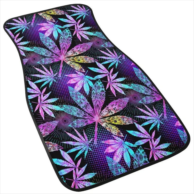 Trippy Cannabis Psychedelic Car Floor Mats – Vibrant Weed Smoker Accessories, Hippie Marijuana Design for SUVs, Trucks, Sedans, Vans - Premium floor mats from Lizard Vigilante - Just $38.88! Shop now at Lizard Vigilante