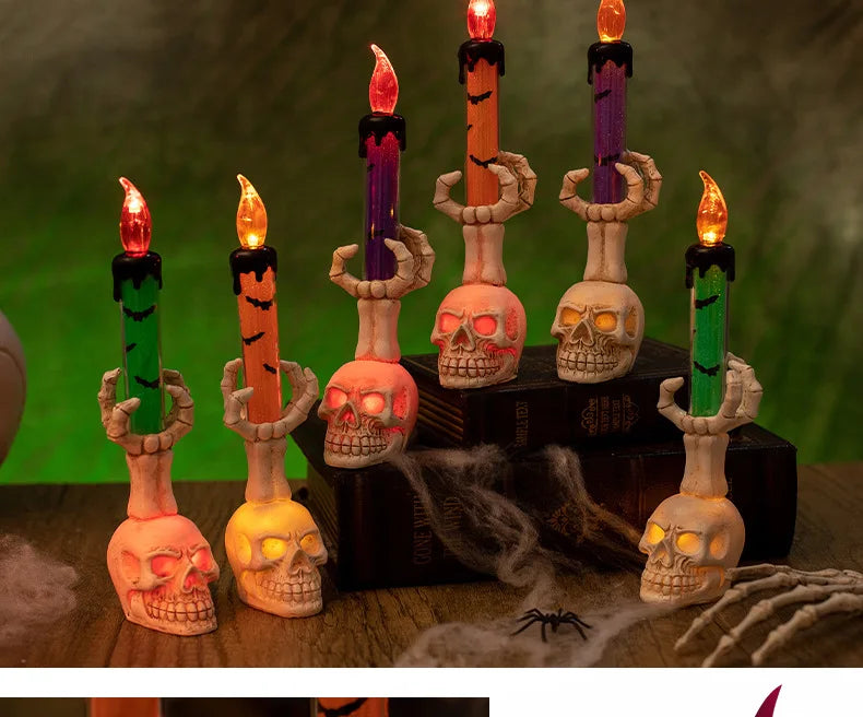 Halloween  Skull Lamp Creative Decor for Spooky Party Unique Skull Candle Lantern Halloween Decoration Spooky Lighting
