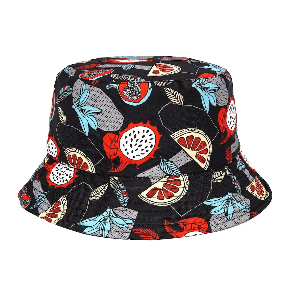 Summer Sun Protection Bucket Hat for Men Women Panama Cap Print Hip Hop Gorros Fishing Fisherman Hat Double Side Wear Fashion - Premium T-Shirts from Lizard Vigilante - Just $7.99! Shop now at Lizard Vigilante