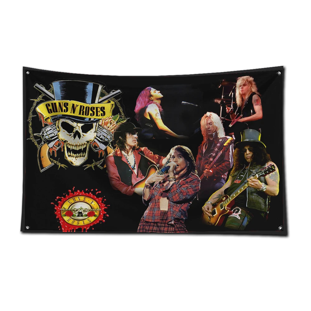 Guns N' Roses Rock Band Flag – 3x5 FT Polyester Banner with Digital Printing and Brass Grommets for Garage or Outdoor Decor - Premium flag from Lizard Vigilante - Just $19.99! Shop now at Lizard Vigilante