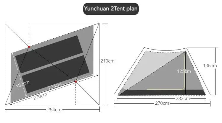 ASTA GEAR Yun Chuan double-sided silicon-coated double A pyramid 15D nylon rodless camping hiking outdoor tent