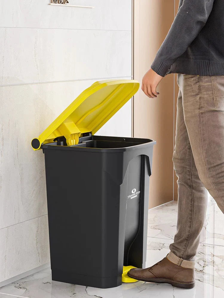 Commercial Pedal Tra Can Large Capaci Outdoor Foot Operated Garbage Bin Thiened Plastic Square Bin for Home And Kitchen