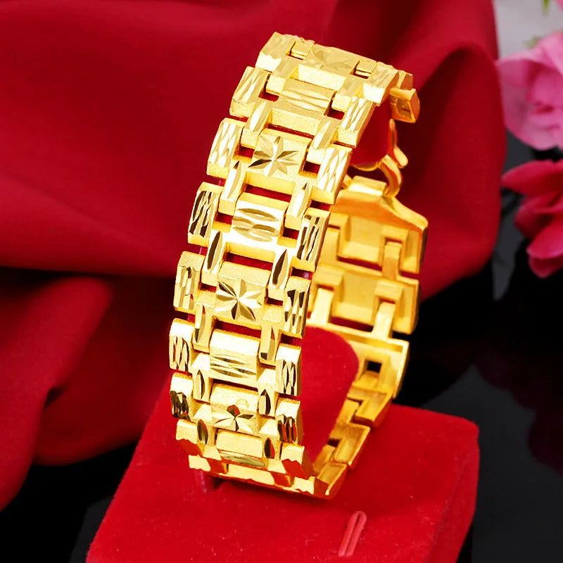 DIWENFU 18K Yellow Gold Luxury Chain Bracelet – Bold Unisex Link Jewelry for Engagement, Wedding & Streetwear Power Moves - Premium bracelet from dsers - Just $102.99! Shop now at Lizard Vigilante