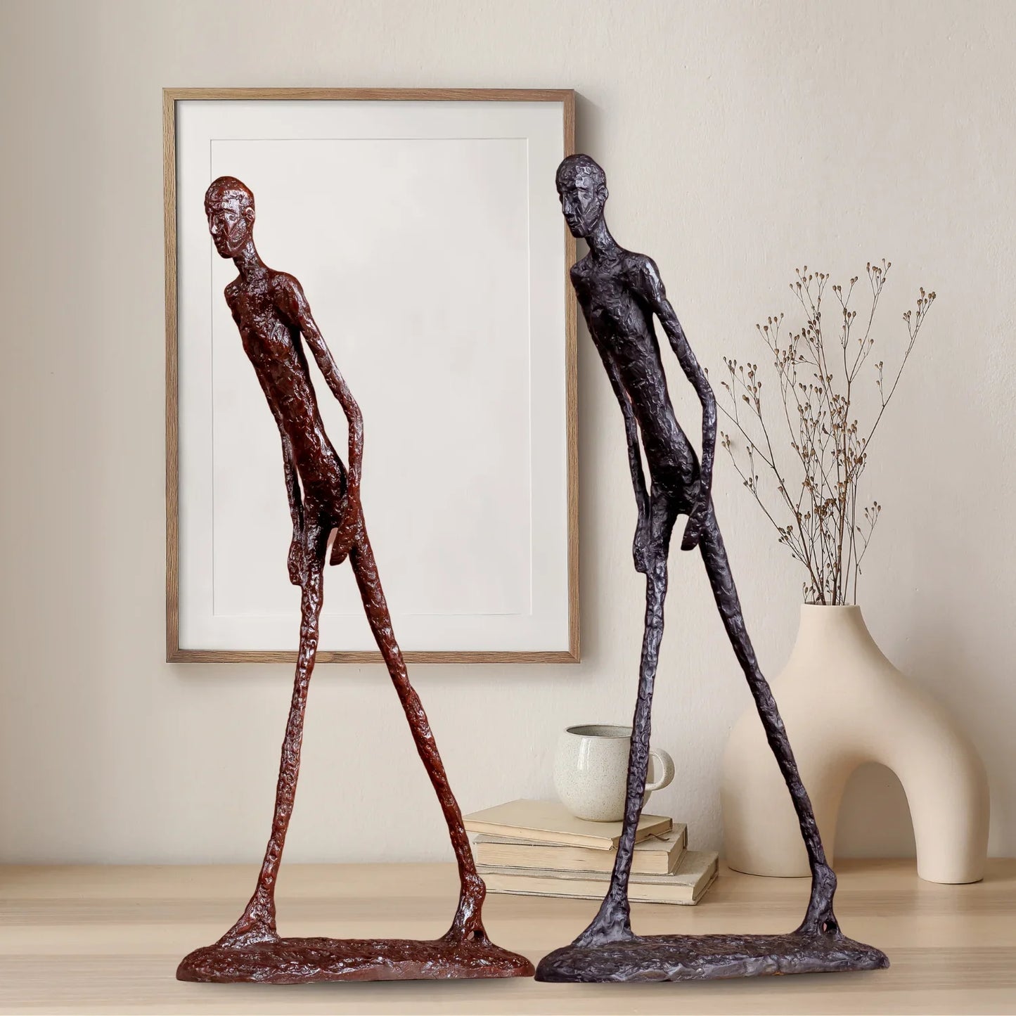 30cm Giacometti Sculpture Bronze Walking Man Statue Abstract Skeleton Hot Casting Art Figurine Famous Replica Crafts Home Decor