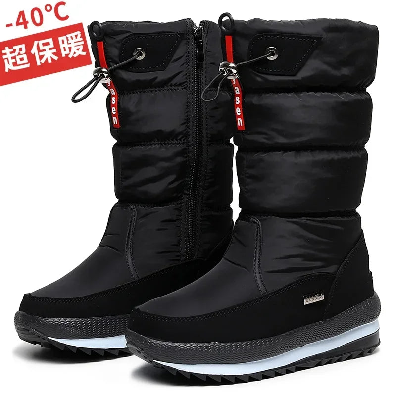 Women's Plush Platform Snow Boots – Waterproof, Non-Slip, Warm Winter Fashion for Style and Comfort - Premium snow boots from Lizard Vigilante - Just $41.08! Shop now at Lizard Vigilante