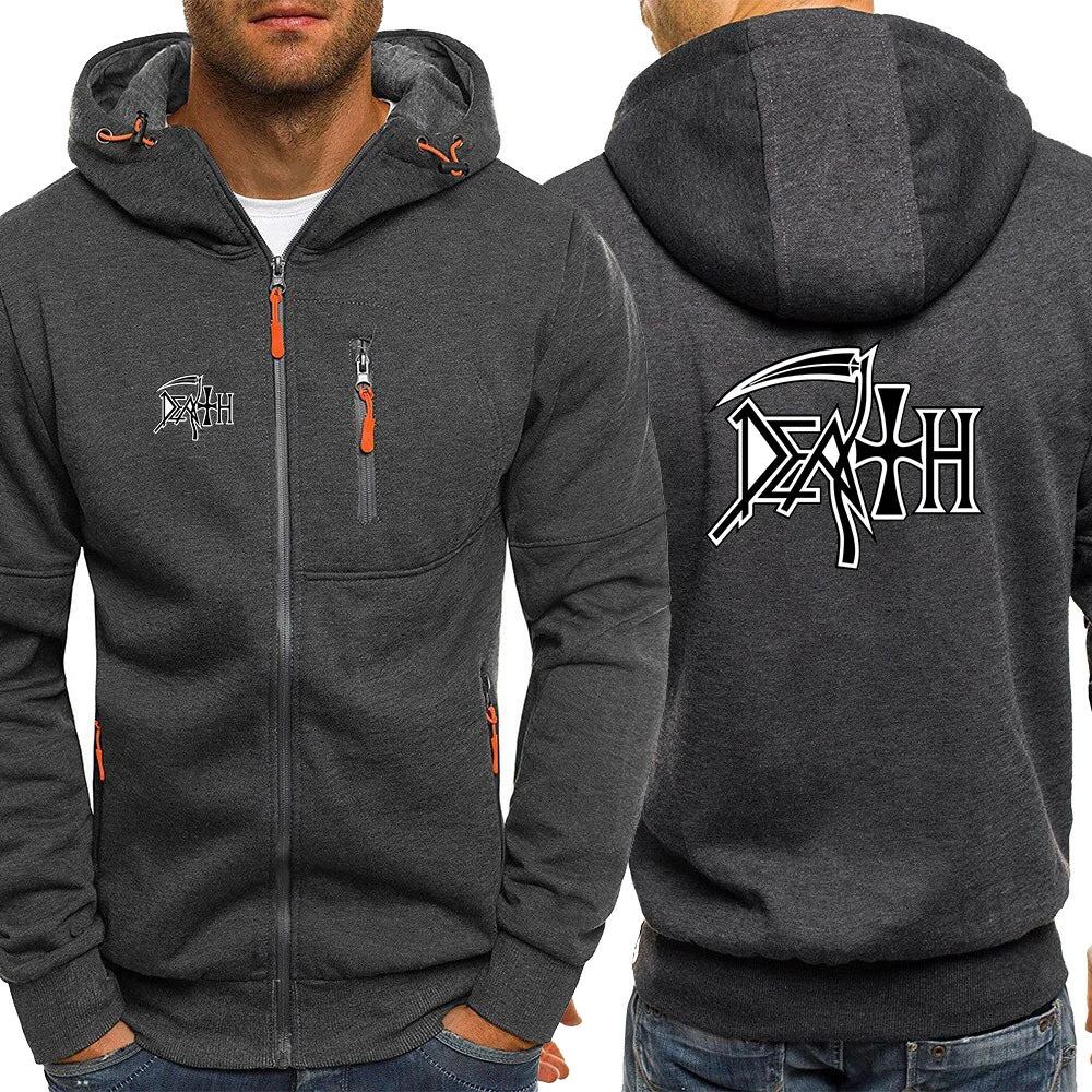 Death Rock Band Heavy Metal Printed Men's Zipper Hoodie – Fleece Sweatshirt for Spring & Autumn - Premium hoodie from Lizard Vigilante - Just $38.99! Shop now at Lizard Vigilante