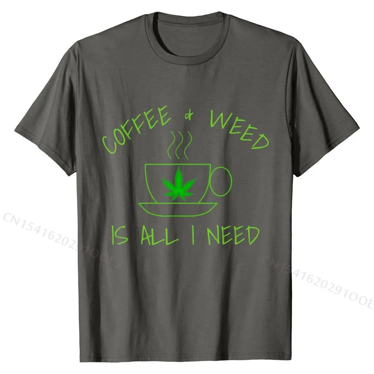 Coffee & Weed Is All I Need Love Coffee Drinker T-Shirt Cotton Casual T Shirt Slim Fit Men's T Shirts Geek - Lizard Vigilante