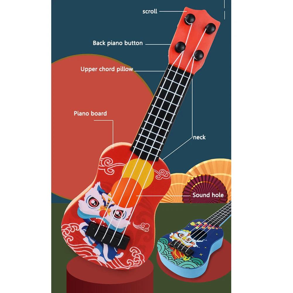 Soprano Ukulele 4 Strings Beginners Children Learning Guitar Musical Instruments Kids Classical String Instrument Party Supplies - Lizard Vigilante