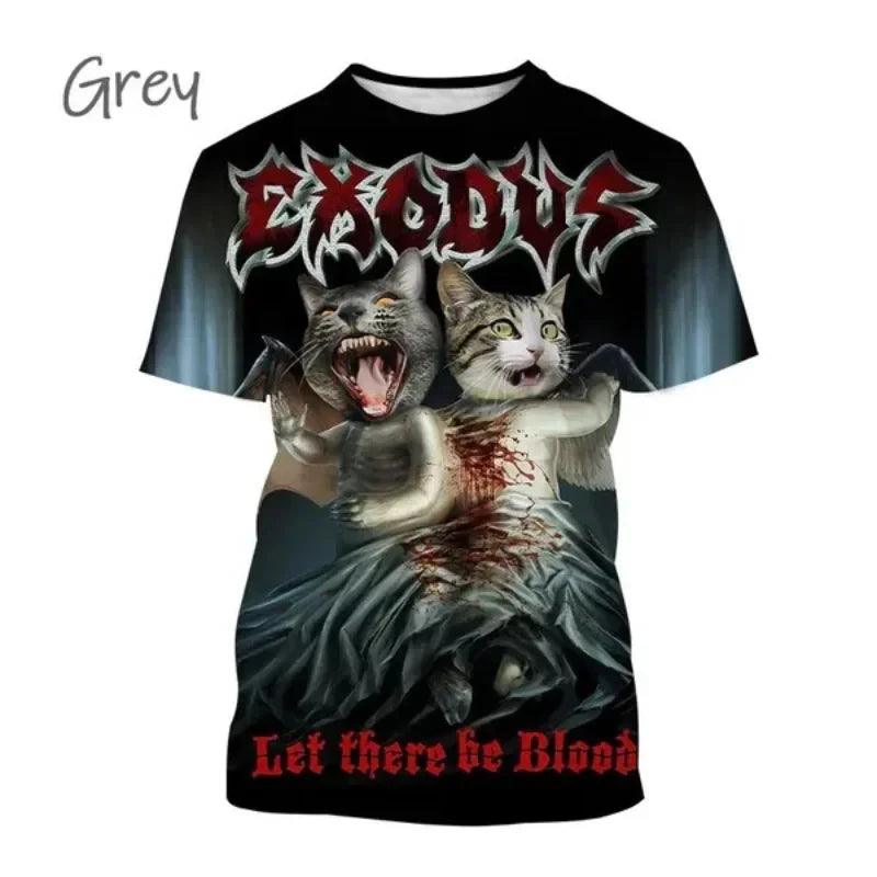 Metal Rock Exodus Band 3D Print O-Neck Tshirt Men Fashion Tees Casual Short Sleeve Oversized  Y2K Harajuku Unisex Clothing - Premium T-Shirt from Lizard Vigilante - Just $23.99! Shop now at Lizard Vigilante