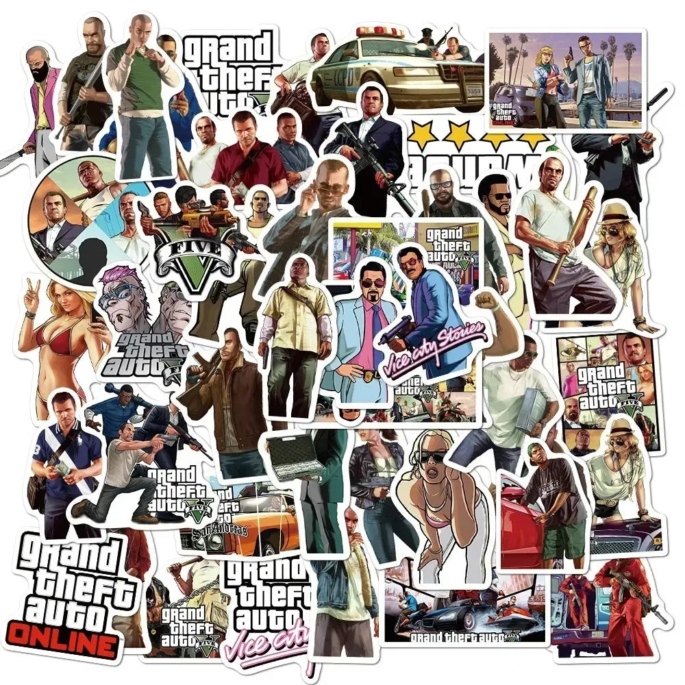 50 Pcs Game GTA Stickers – Unleash Your Creativity! - Premium stickers from Lizard Vigilante - Just $14.99! Shop now at Lizard Vigilante