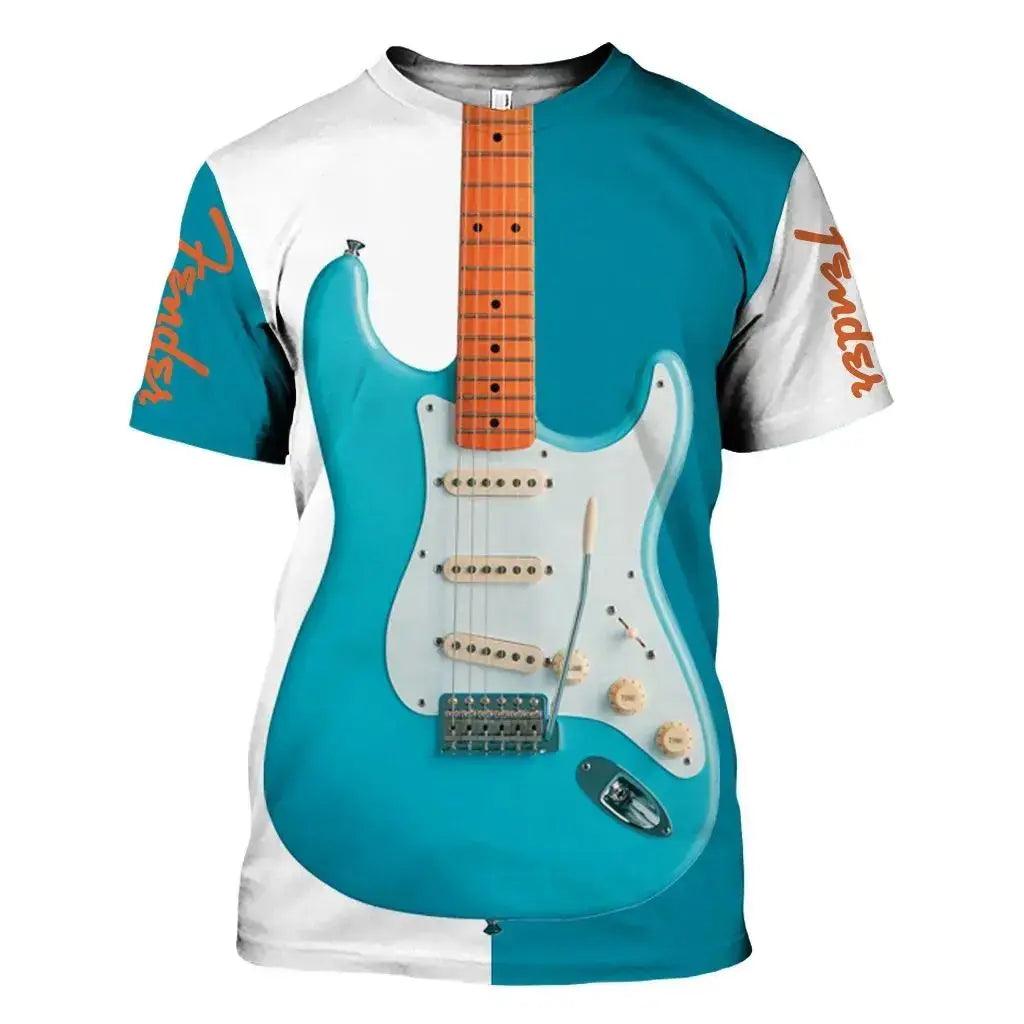 Summer Men's Fashion 3d Printed T-Shirt Gibson Guitar Saxophone TurnTable Classic Tee O Collar Short Sleeve Hip Hop Fun Plus Size Breathable Top - Lizard Vigilante