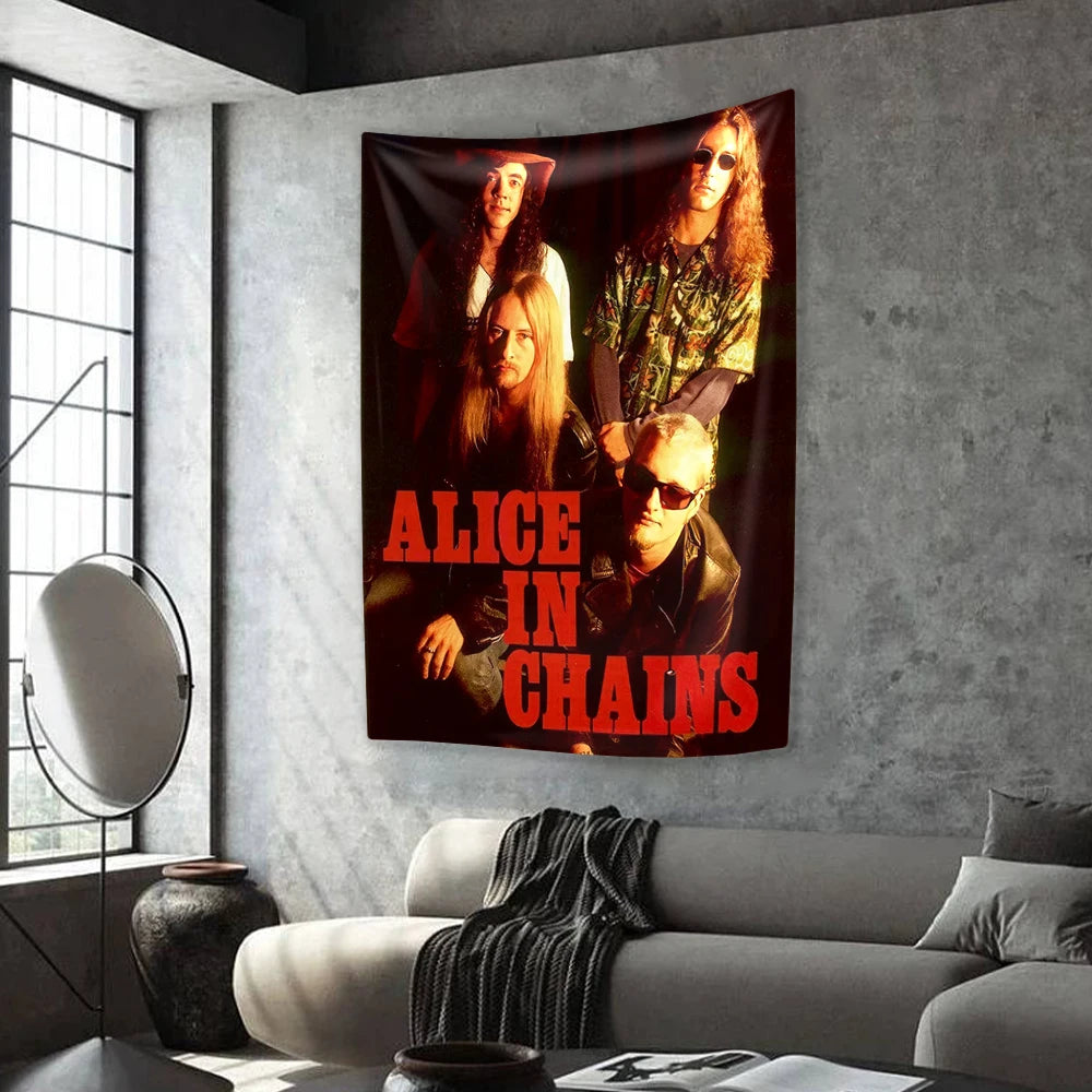 Alice In Chains Rock Band Tapestry – Grunge Music Aesthetic Wall Hanging - Premium banner from DS - Just $17.88! Shop now at Lizard Vigilante