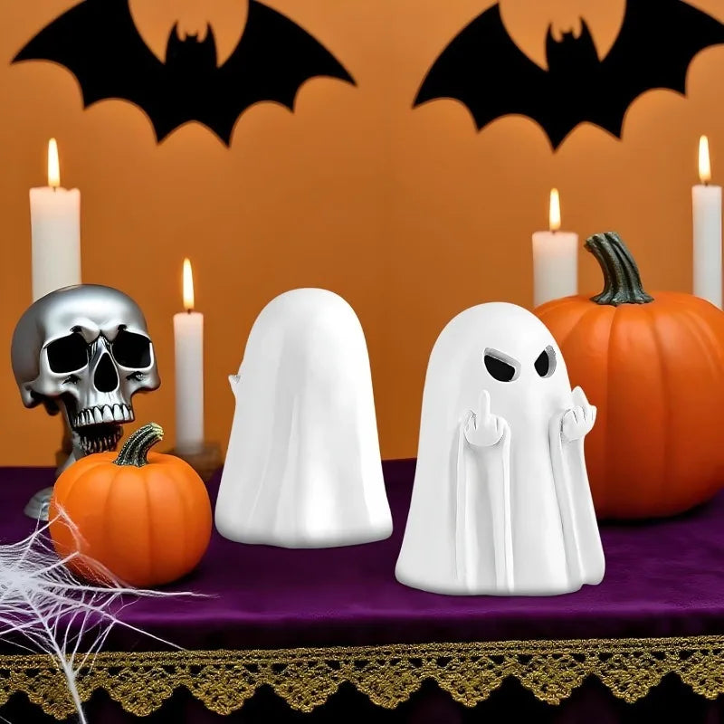 Halloween Ghost Figurine Cute Spooky Ghost Statue Funny Ghost Ornaments Halloween Decorations Indoor Home Office Desk Decor