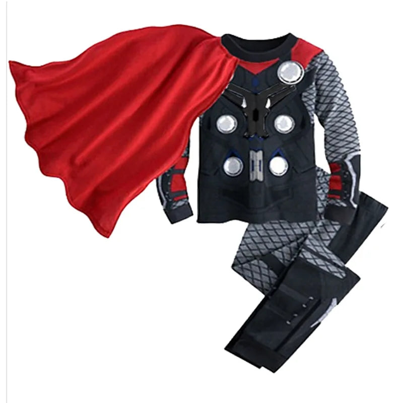 Avengers Superhero Pajama Set — Boys Long Sleeve Spider-Man & Iron Man Nightwear Cosplay Costume