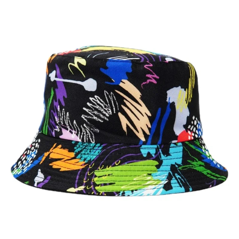 Summer Sun Protection Bucket Hat for Men Women Panama Cap Print Hip Hop Gorros Fishing Fisherman Hat Double Side Wear Fashion - Premium T-Shirts from Lizard Vigilante - Just $7.99! Shop now at Lizard Vigilante