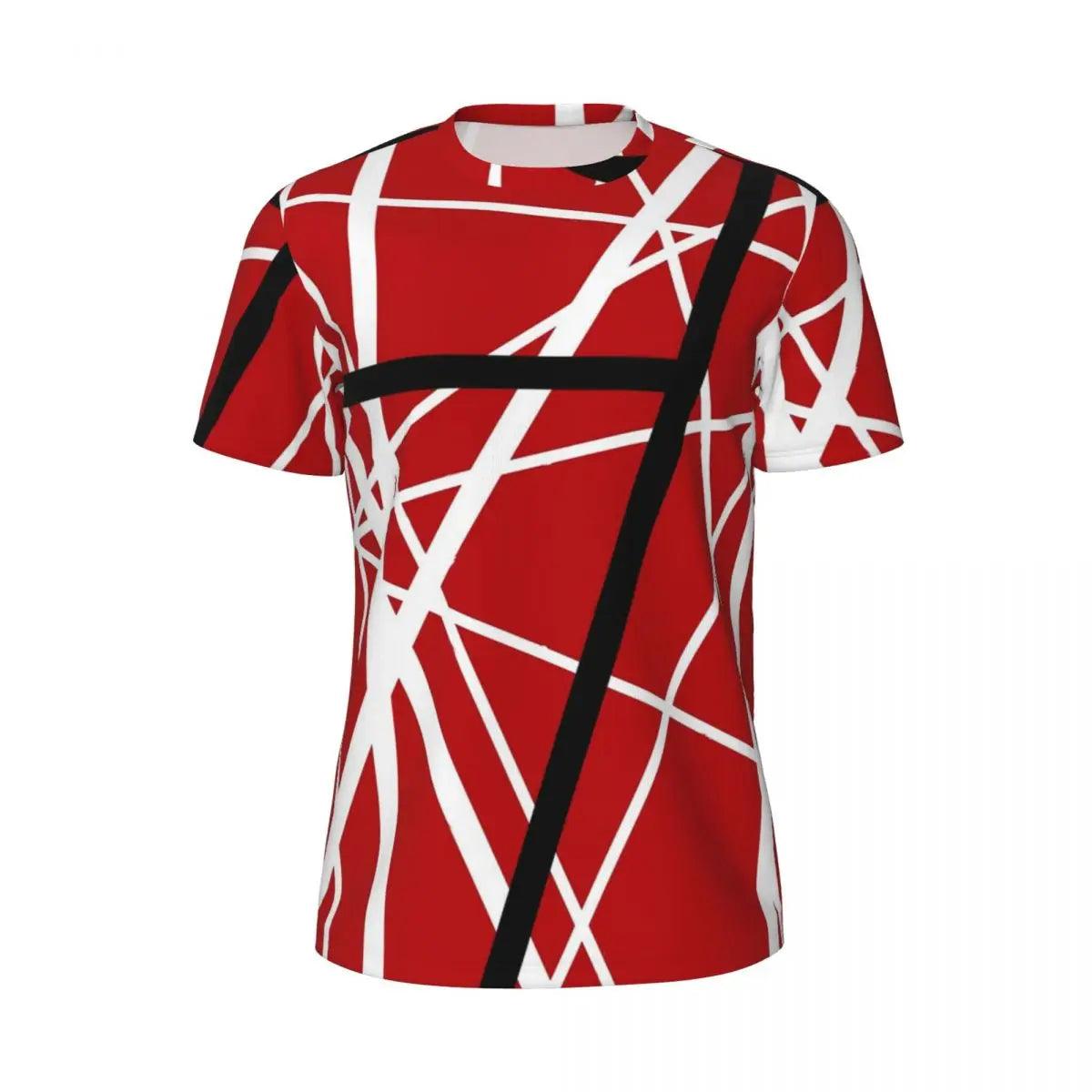 Van Halen T Shirt Red Black and White Line Art Trendy Cool Gym T Shirts Short Sleeve Quick Dry Tops Summer Street Style Top Tees - Lizard Vigilante