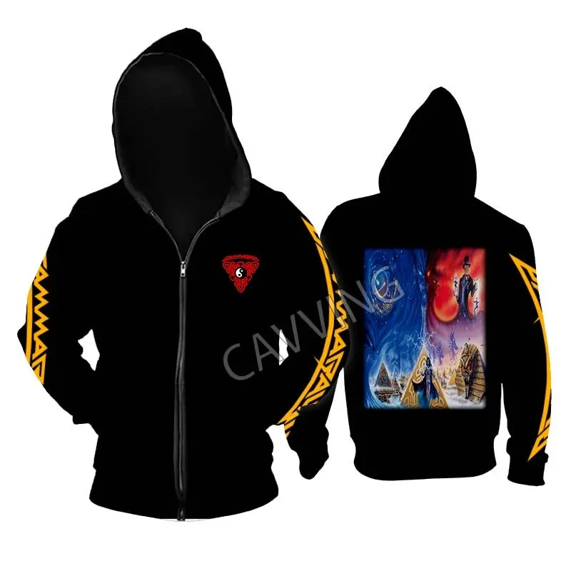 Gamma Ray Metal Rock Zipper Hoodie - Unisex Gothic Streetwear, Printed Band Logo, Casual Cotton Hooded Top - Premium hoodie from Lizard Vigilante - Just $61.08! Shop now at Lizard Vigilante