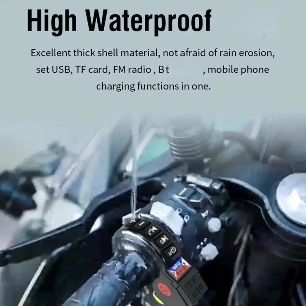 Motorcycle Bluetooth Speaker 12-80V Universal Hifi Sound Motorcycle Stereo Weatherproof Audio Amp System Handlebar Speaker