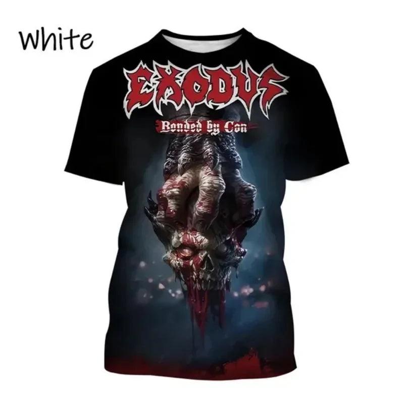 Metal Rock Exodus Band 3D Print O-Neck Tshirt Men Fashion Tees Casual Short Sleeve Oversized  Y2K Harajuku Unisex Clothing - Premium T-Shirt from Lizard Vigilante - Just $23.99! Shop now at Lizard Vigilante