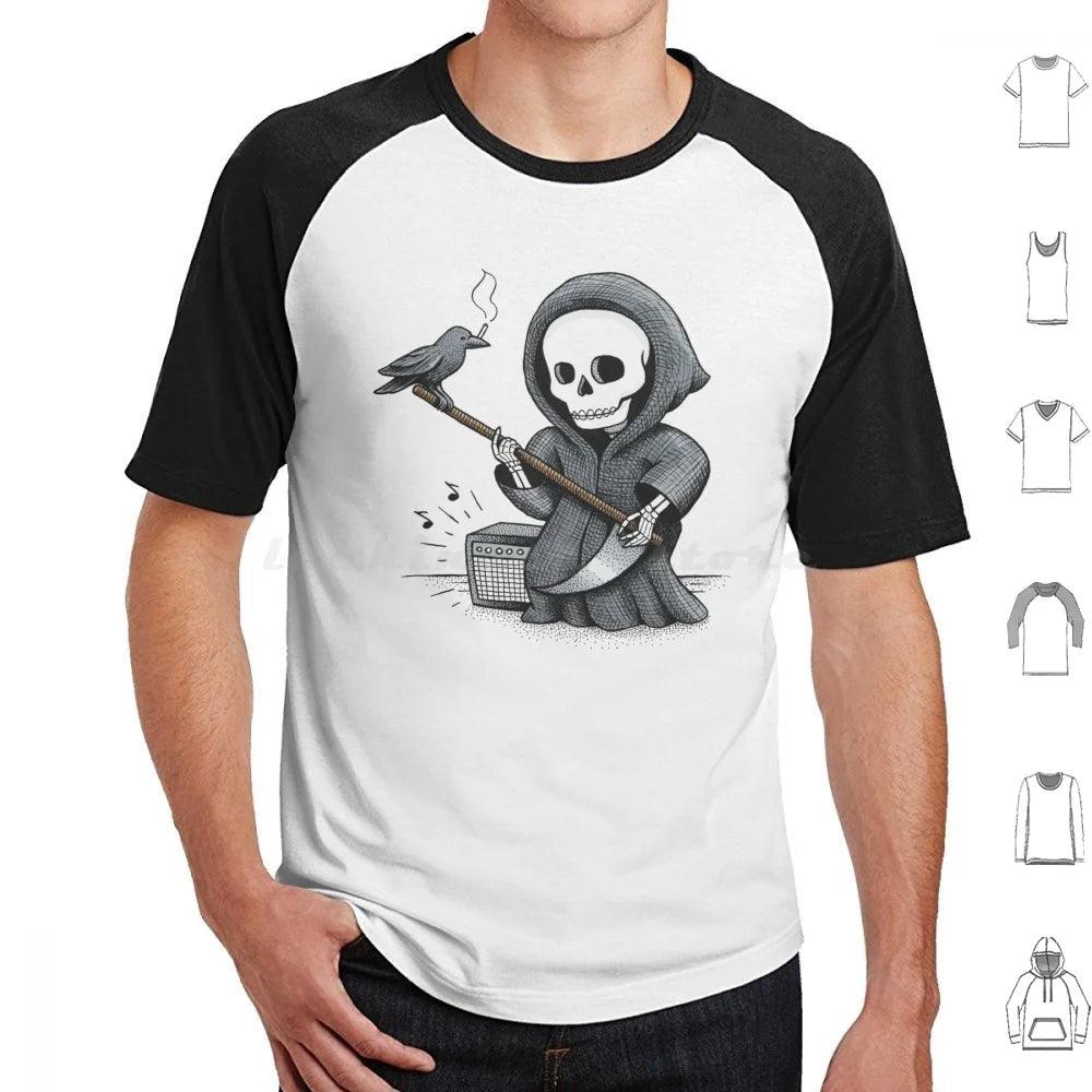 Death Metal T Shirt Cotton Men Women Diy Print Skull Halloween Skeleton Grim Reaper Crow Guitar Music And Roll Metal Band Scary - Lizard Vigilante