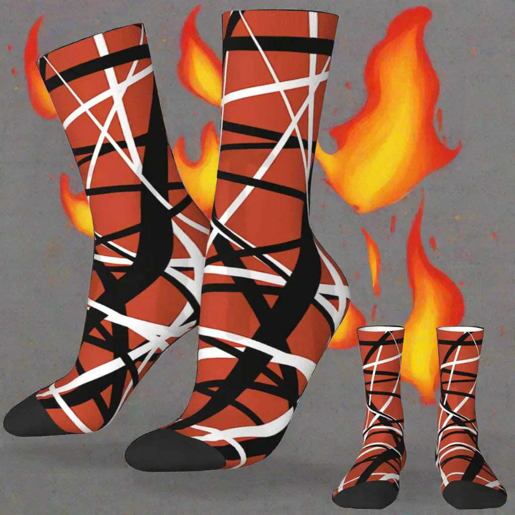 Eddie Van Halen Stripe Socks That Will Make You Feel Like a Guitar God - Premium socks from Lizard Vigilante - Just $19.84! Shop now at Lizard Vigilante