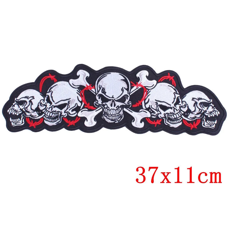 Punk Biker Patch Iron/Sew On Embroidery Patches On Clothes Skull Big Pacthes For Jacket Applique DIY Rock Large Back Pacth Badge - Lizard Vigilante