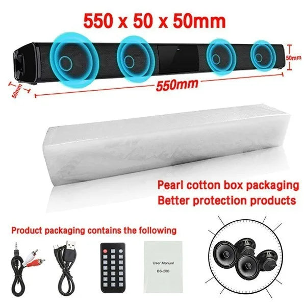 Bluetooth Speaker Column High Power Portable Speaker TV SoundBar for Computer Music Center Boom Box with TF AUX USB Radio