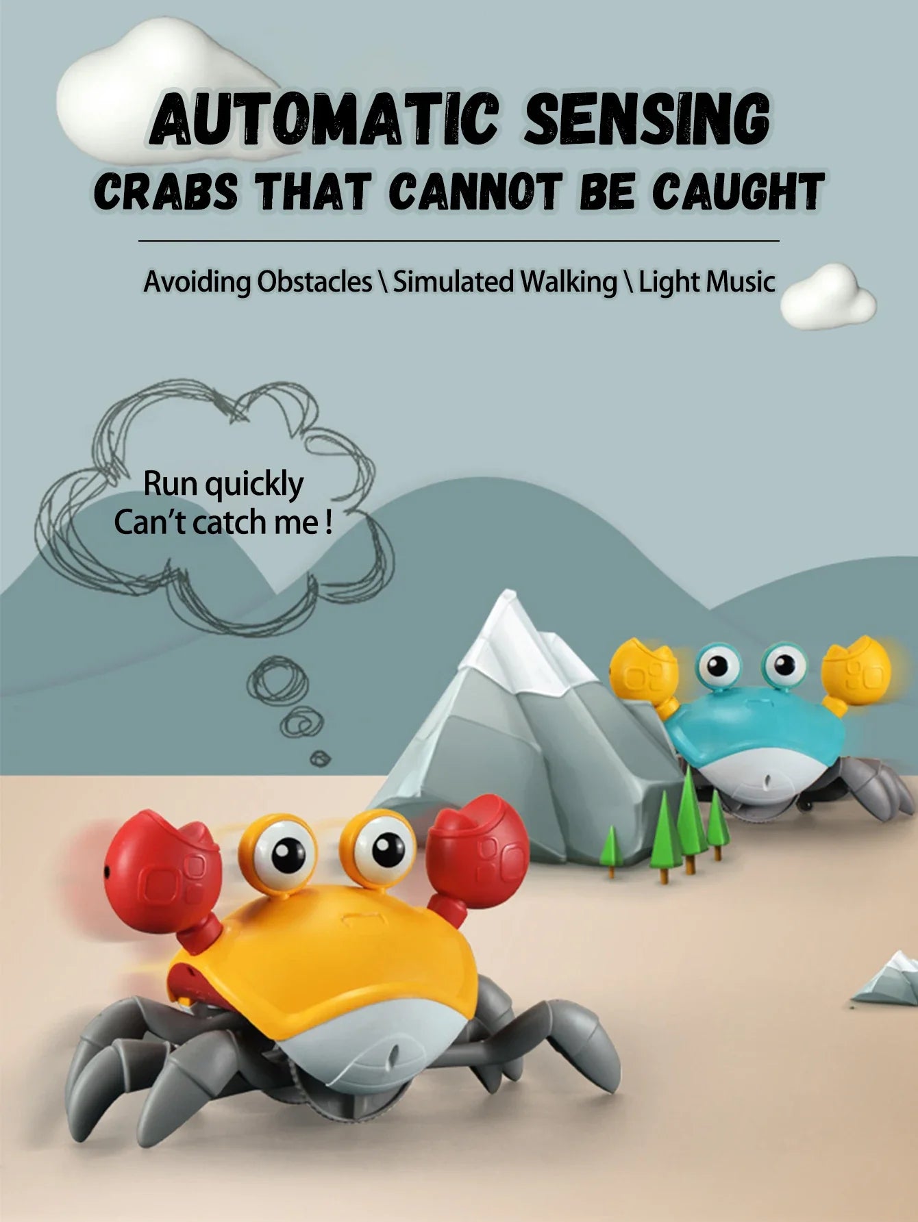 Auto-Sensing Escape Crab Toy – Crawling Baby Obstacle Avoiding Pet