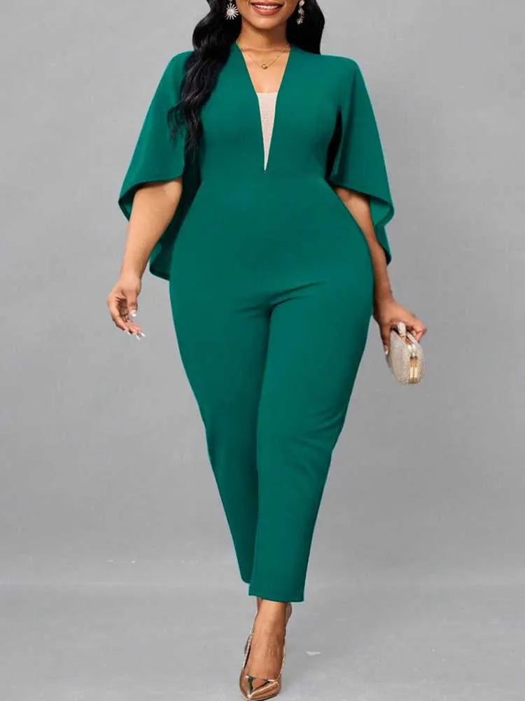 Elegant Batwing Sleeve Jumpsuit - Sophisticated Style - Premium jumpsuit from Lizard Vigilante - Just $46.66! Shop now at Lizard Vigilante